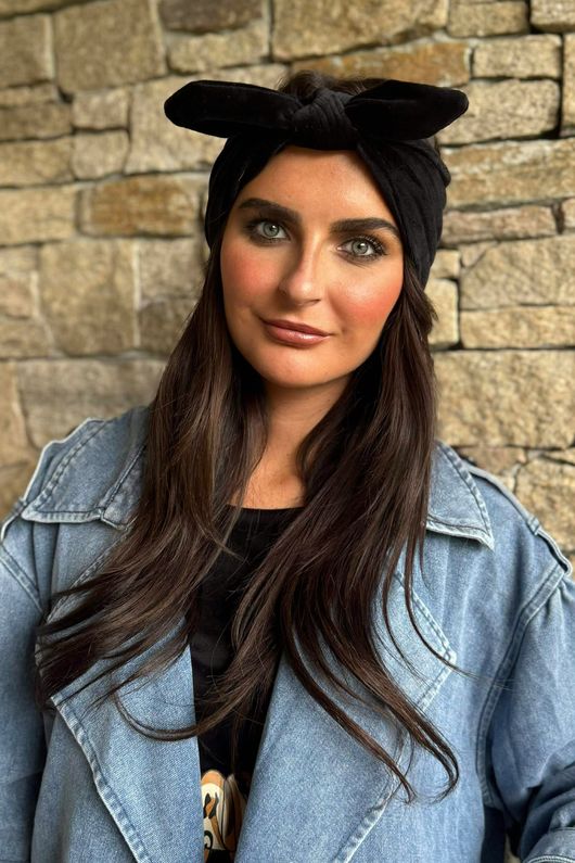 Nora Stretch Velour Headband Black /20=